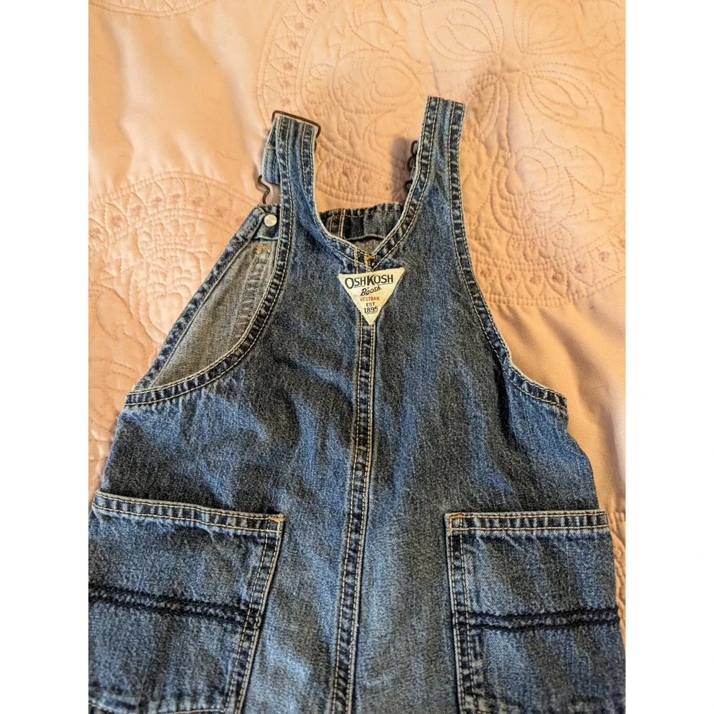 OshKosh B'gosh Toddler Unisex Solid Denim‎ Overalls 24 Months Blue Carpenter Bib